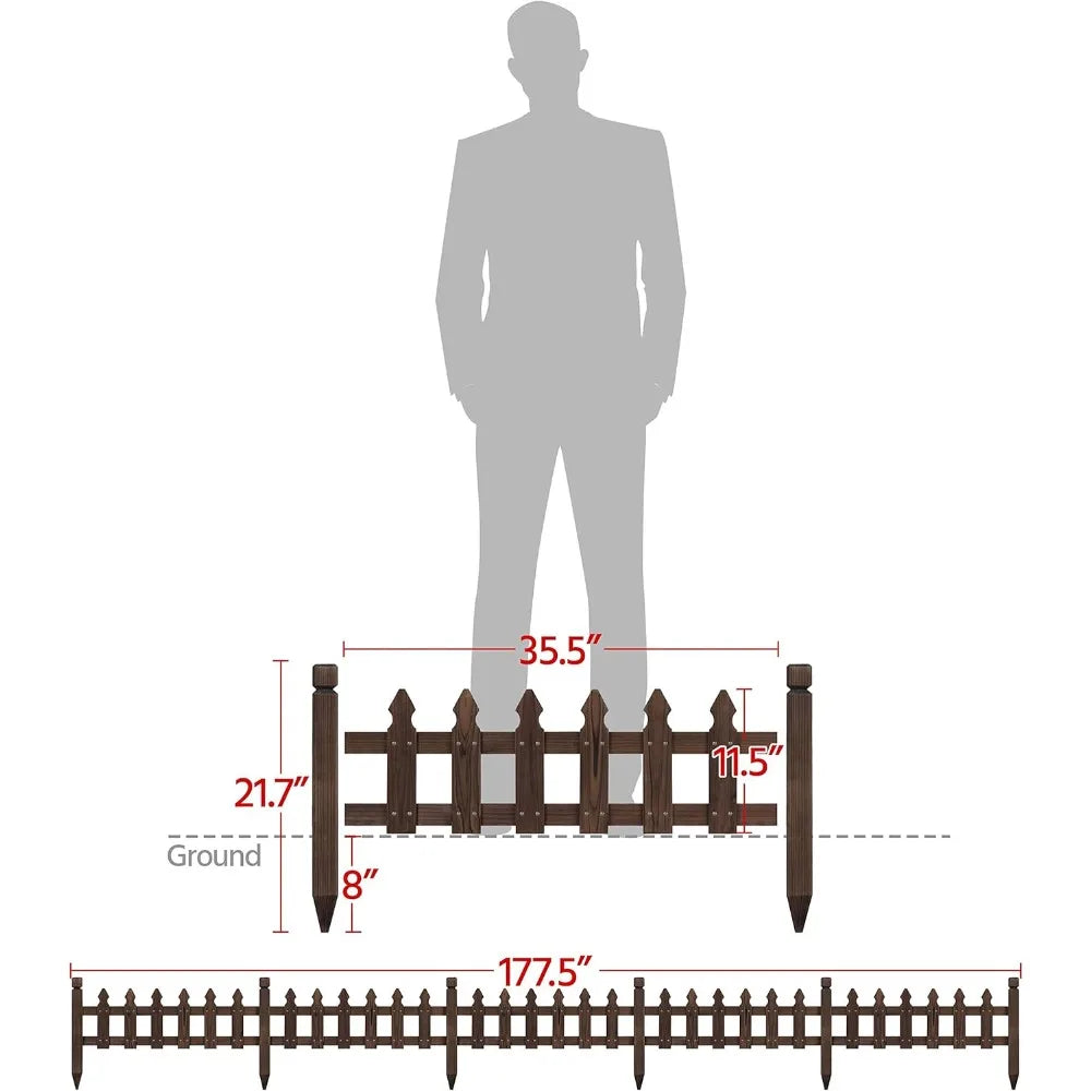 Wood Garden Fence Decorative Border for Patios and Yards