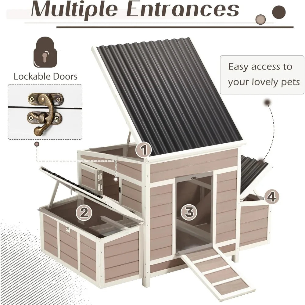 Large Wooden Chicken Coop with Nesting Boxes for Outdoor Use
