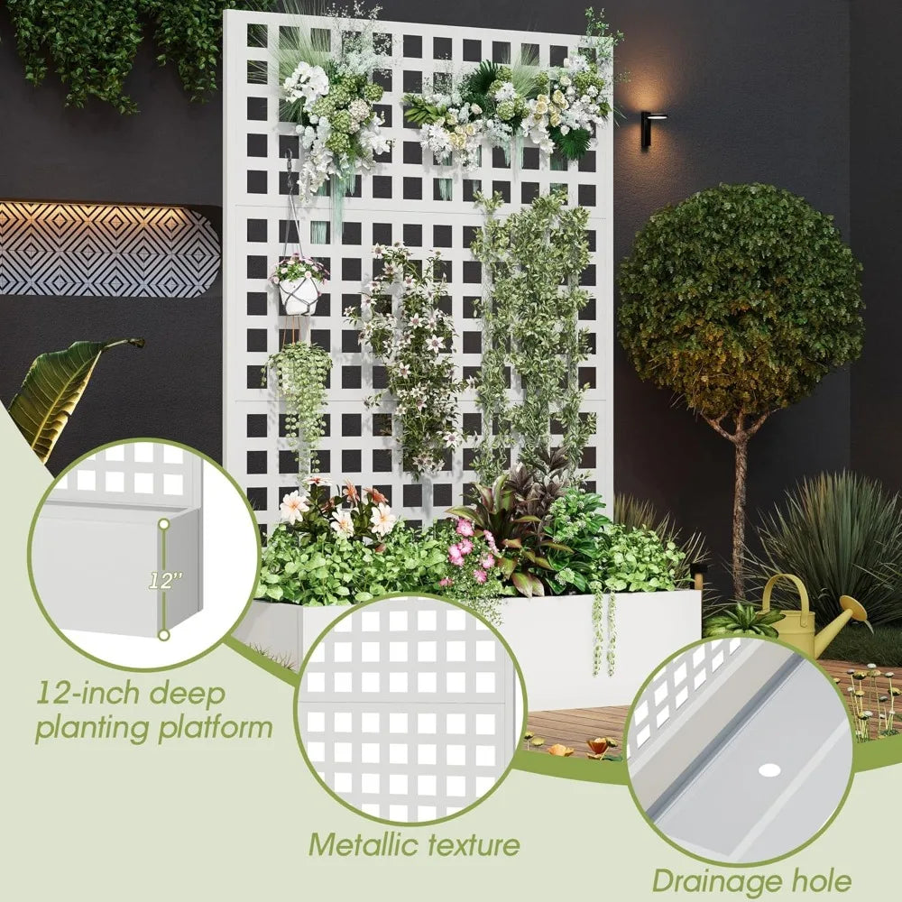 Metal Planter Box with Trellis for Beautiful Garden Display