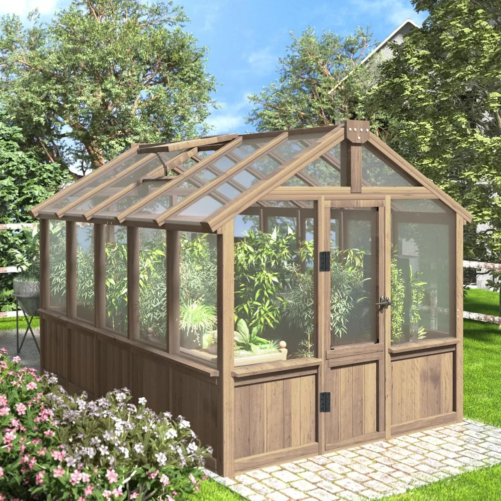 Wood Greenhouse with Lockable Door and Adjustable Ventilation