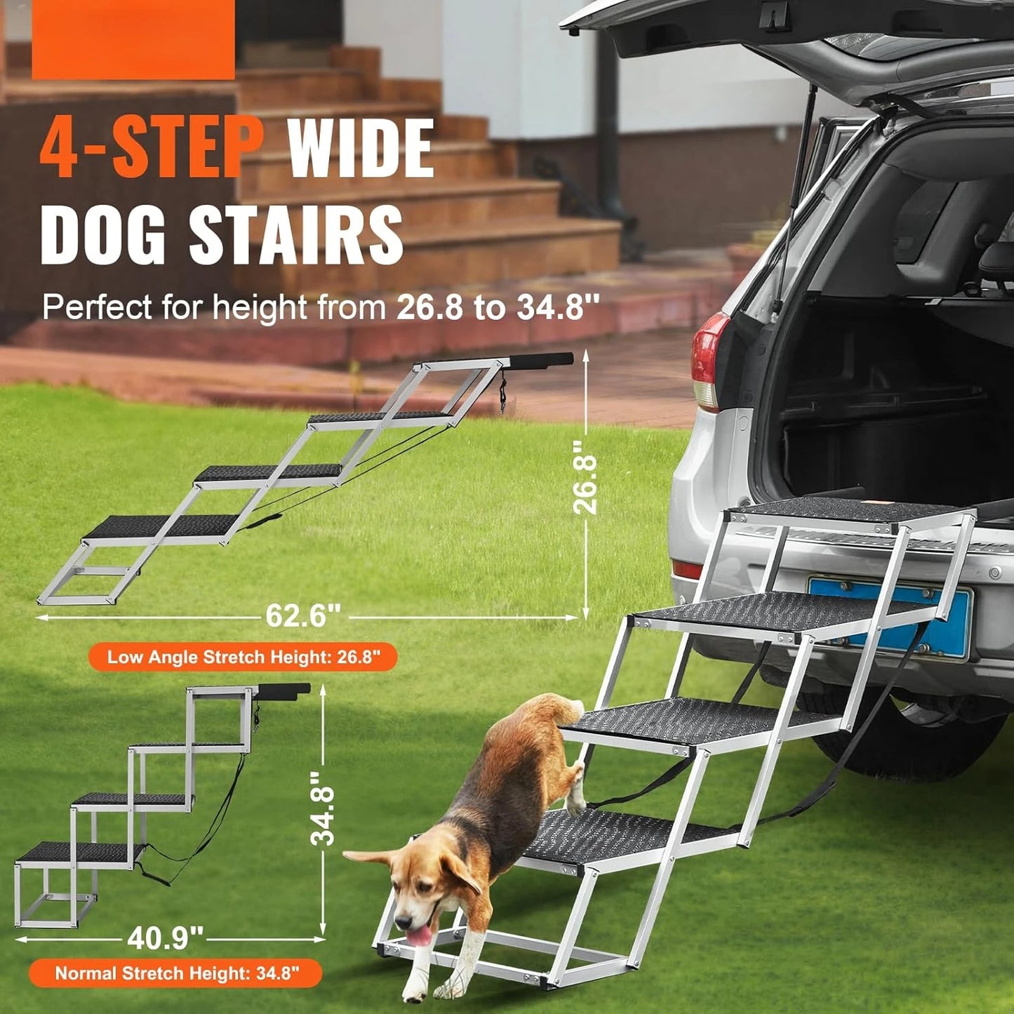 Folding Dog Car Steps with Nonslip Surface for Easy Access