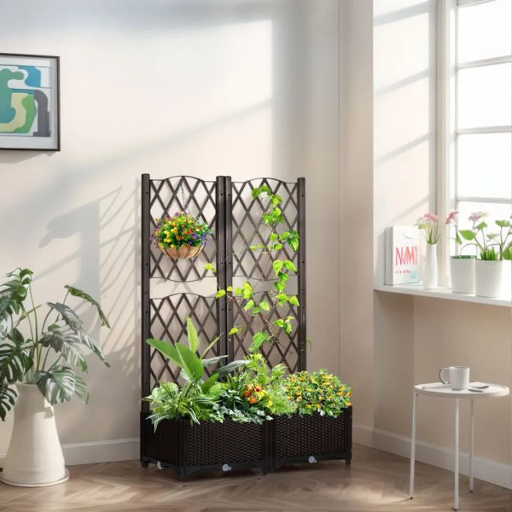 Wicker Trellis Planter Box for Beautiful Garden and Patio