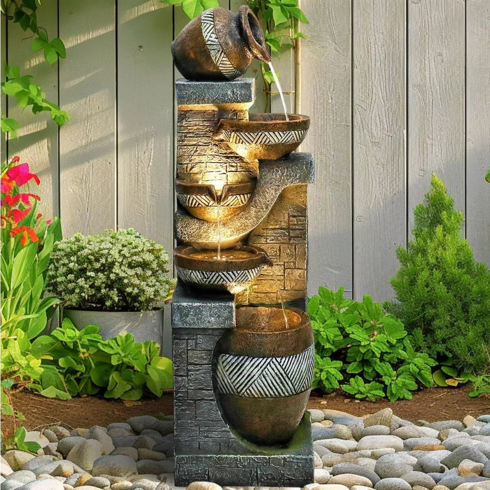 Elegant Five-Tier Garden Water Fountain for Indoor Outdoor Use