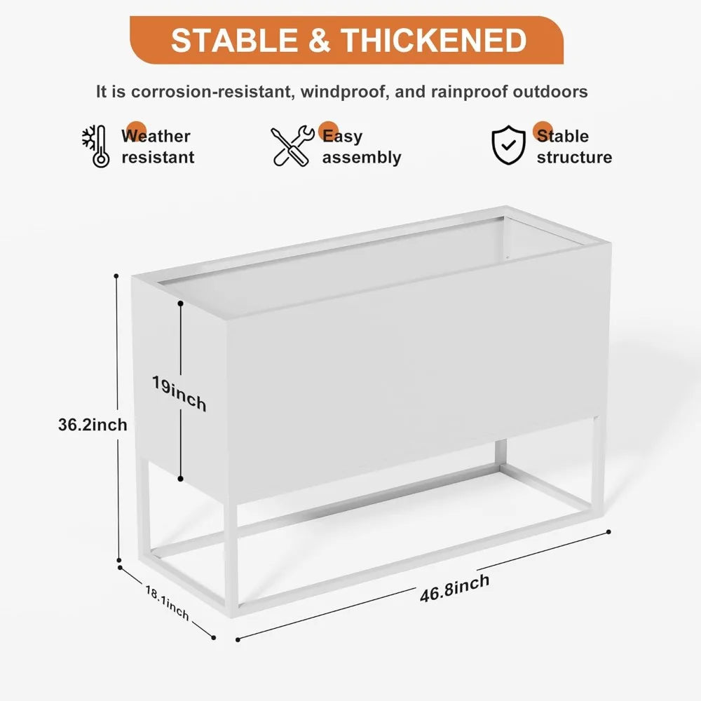 Modern Large Rectangular Planter Box for Indoor Outdoor Use