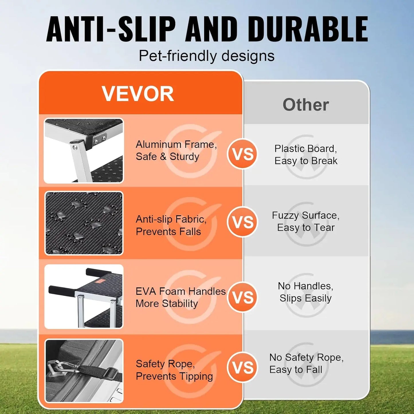 Folding Dog Car Steps with Nonslip Surface for Easy Access