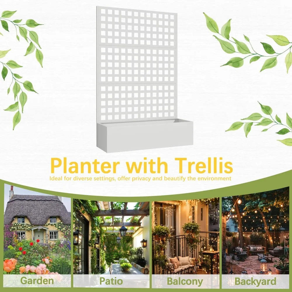 Metal Planter Box with Trellis for Beautiful Garden Display
