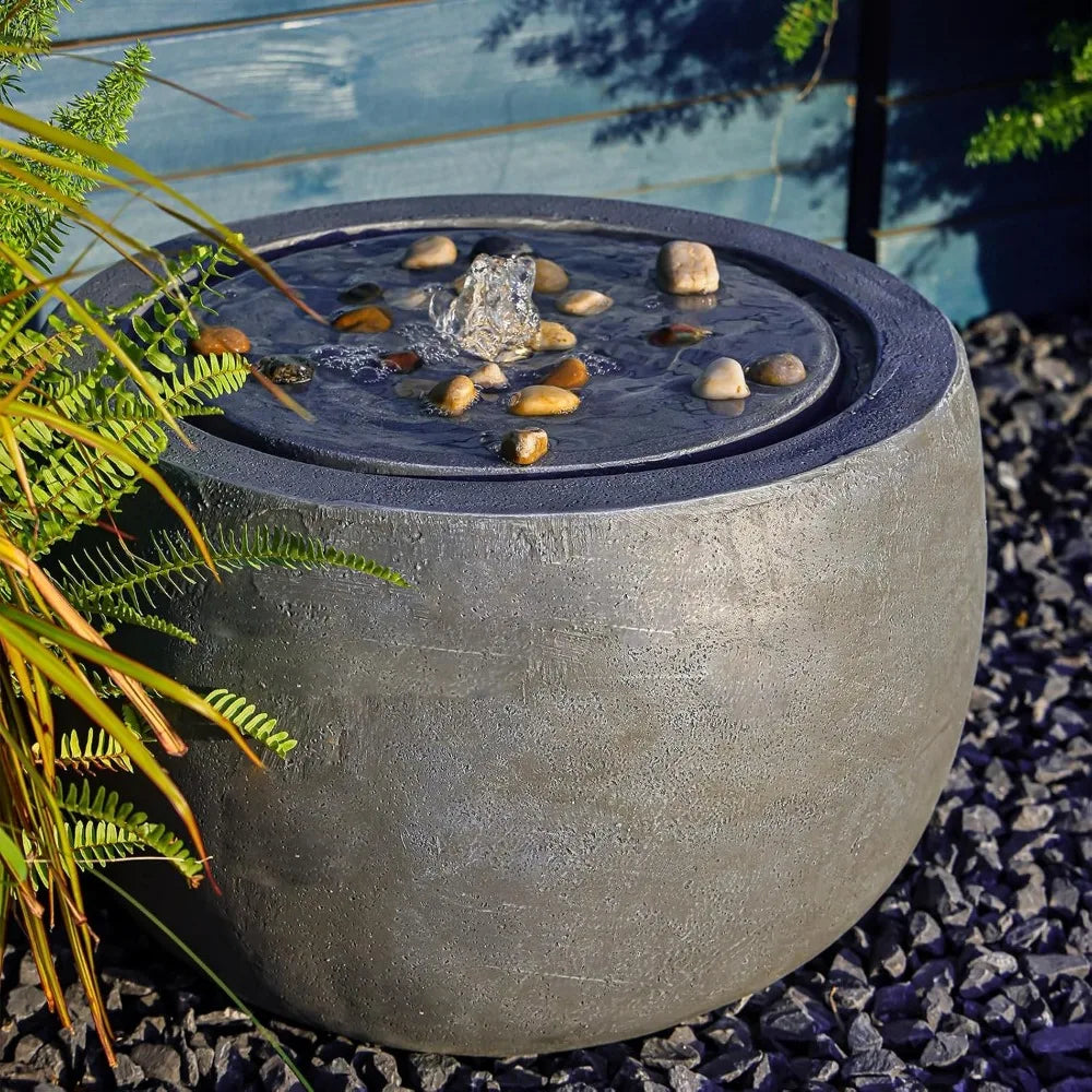 Garden Water Fountain with Lights and Pump for Outdoor Serenity