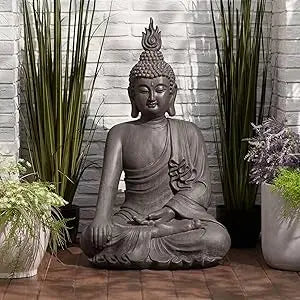 Sitting Buddha Statue Sculpture for Zen Outdoor Garden Decor