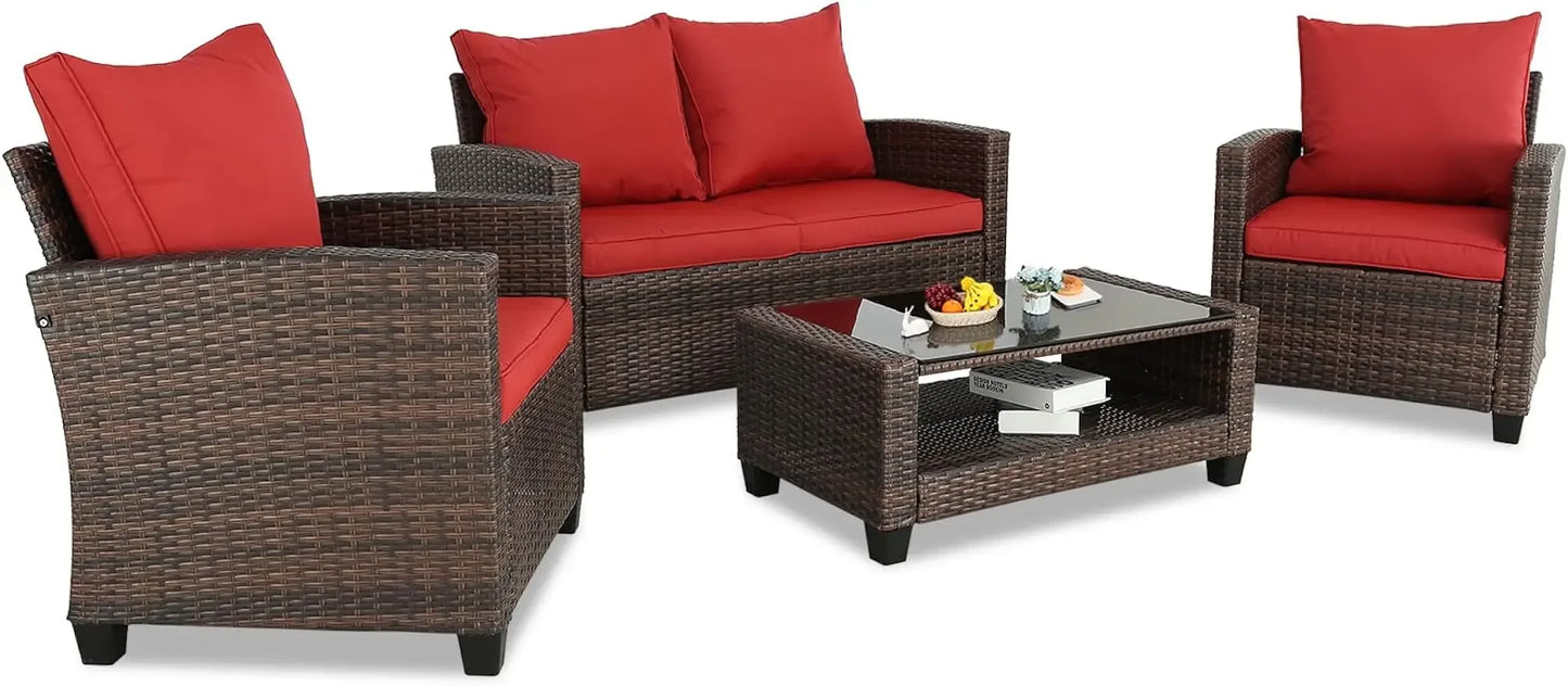 Modern Outdoor Wicker Sectional Patio Furniture Conversation Set