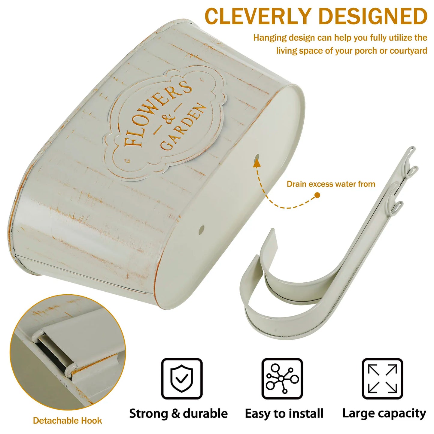 Hanging Flower Pots Metal Wall Planter for Indoor Outdoor Use