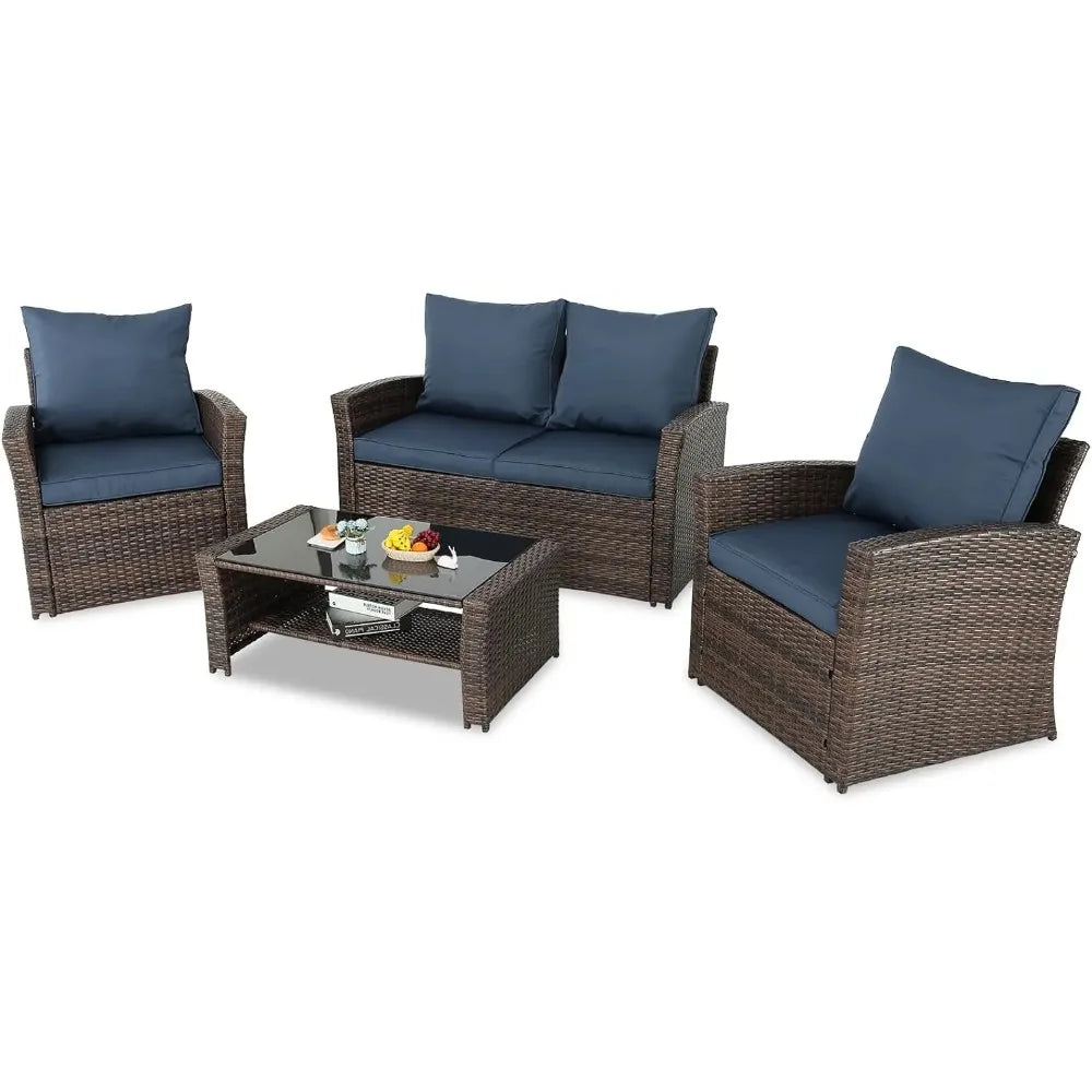 Modern Outdoor Wicker Sectional Patio Furniture Conversation Set