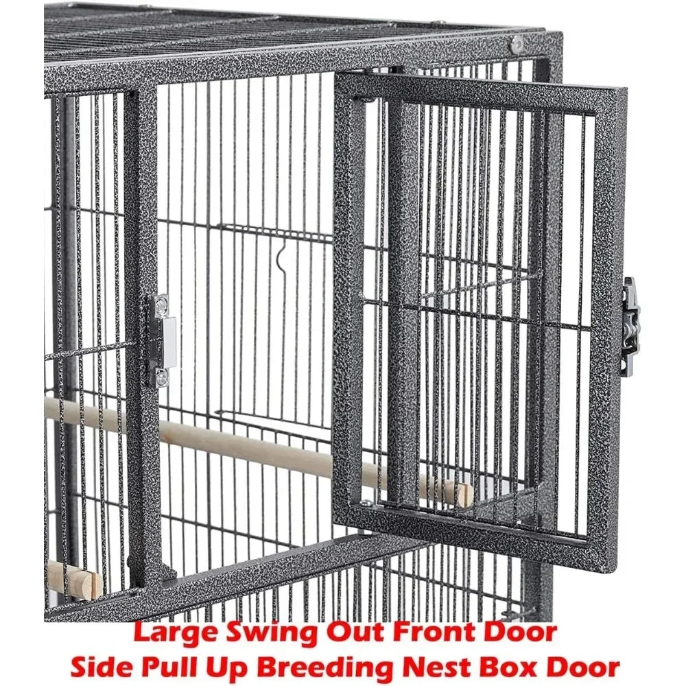 Deluxe Double Rolling Cage for Breeder Birds with Nest Door