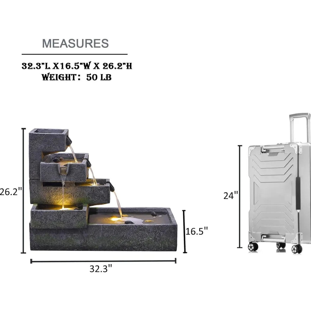 Tiered Water Fountain for Outdoor Garden and Indoor Decor