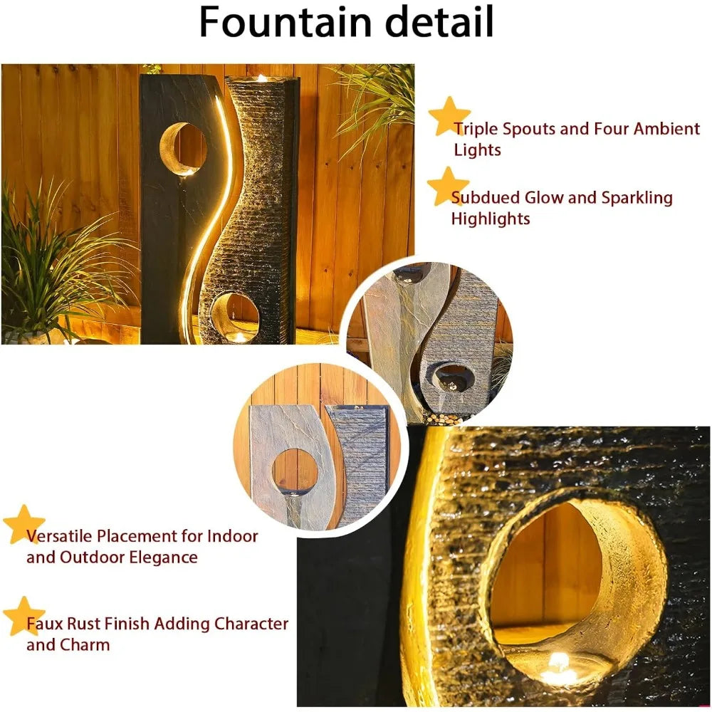 Outdoor Garden Water Fountain with Faux Rust Finish