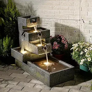 Tiered Water Fountain for Outdoor Garden and Indoor Decor
