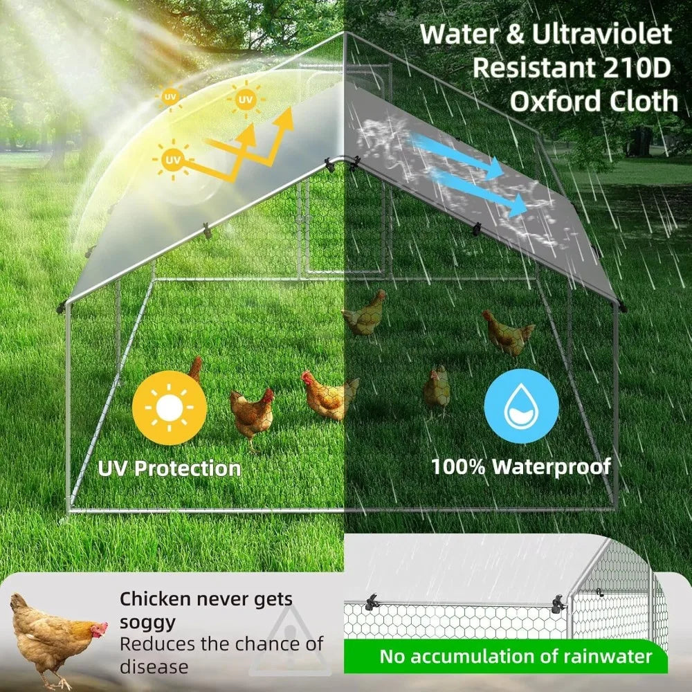 Large Walk-In Chicken Coop with Waterproof Cover and Durable Design