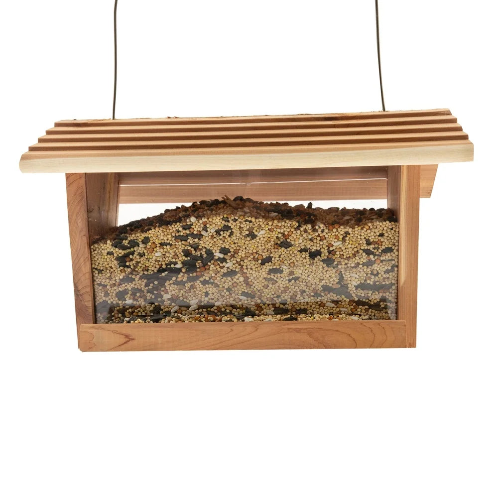 Handmade Cedar Hopper Bird Feeder for Cardinals and Finches