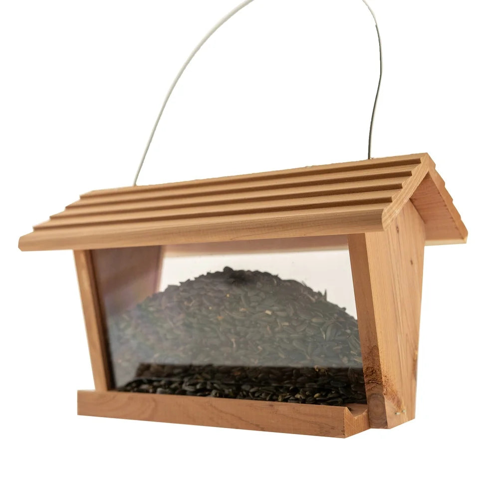 Handmade Cedar Hopper Bird Feeder for Cardinals and Finches