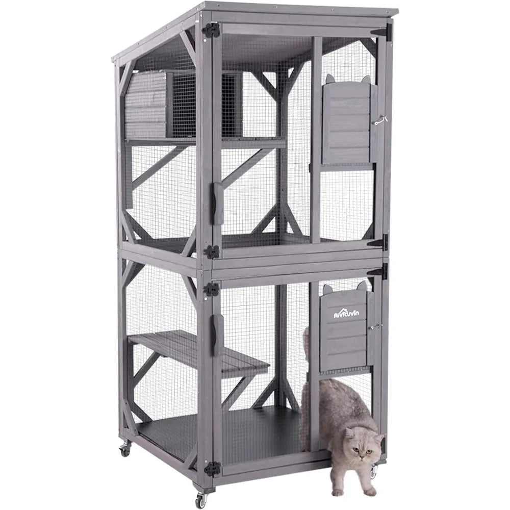 Mobile Outdoor Cat House with Upgraded Resting Box