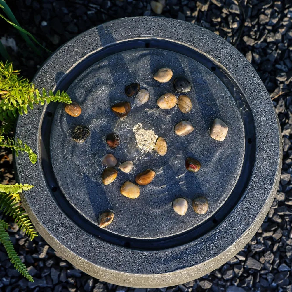 Garden Water Fountain with Lights and Pump for Outdoor Serenity