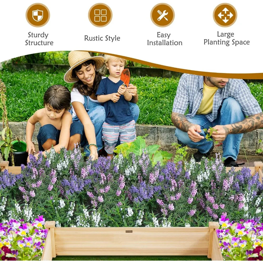 Wooden Raised Garden Bed Planter Box Kit for Outdoor Plants