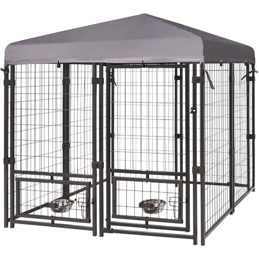 Heavy Duty Outdoor Dog Kennel with Rotating Feeding Door