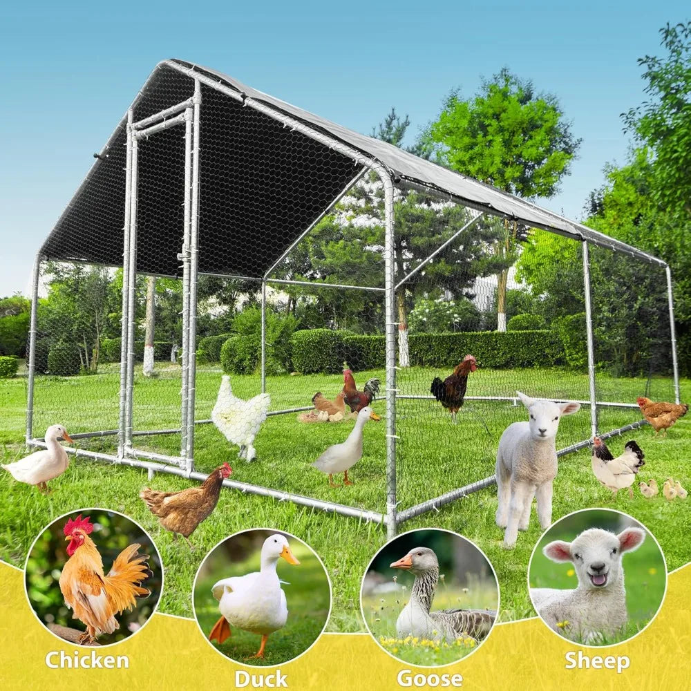 Durable Metal Chicken Coop with Run for Happy Chickens