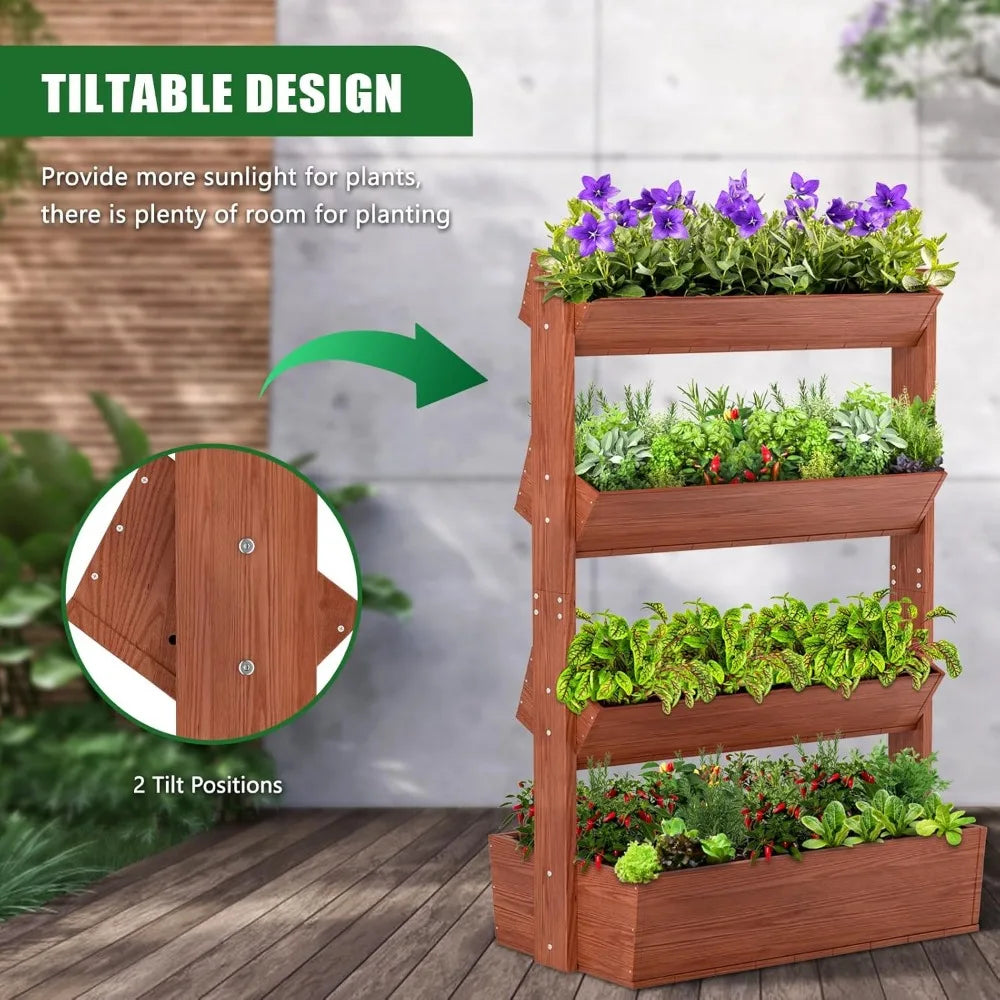 Wooden Vertical Raised Garden Bed for Flowers and Plants