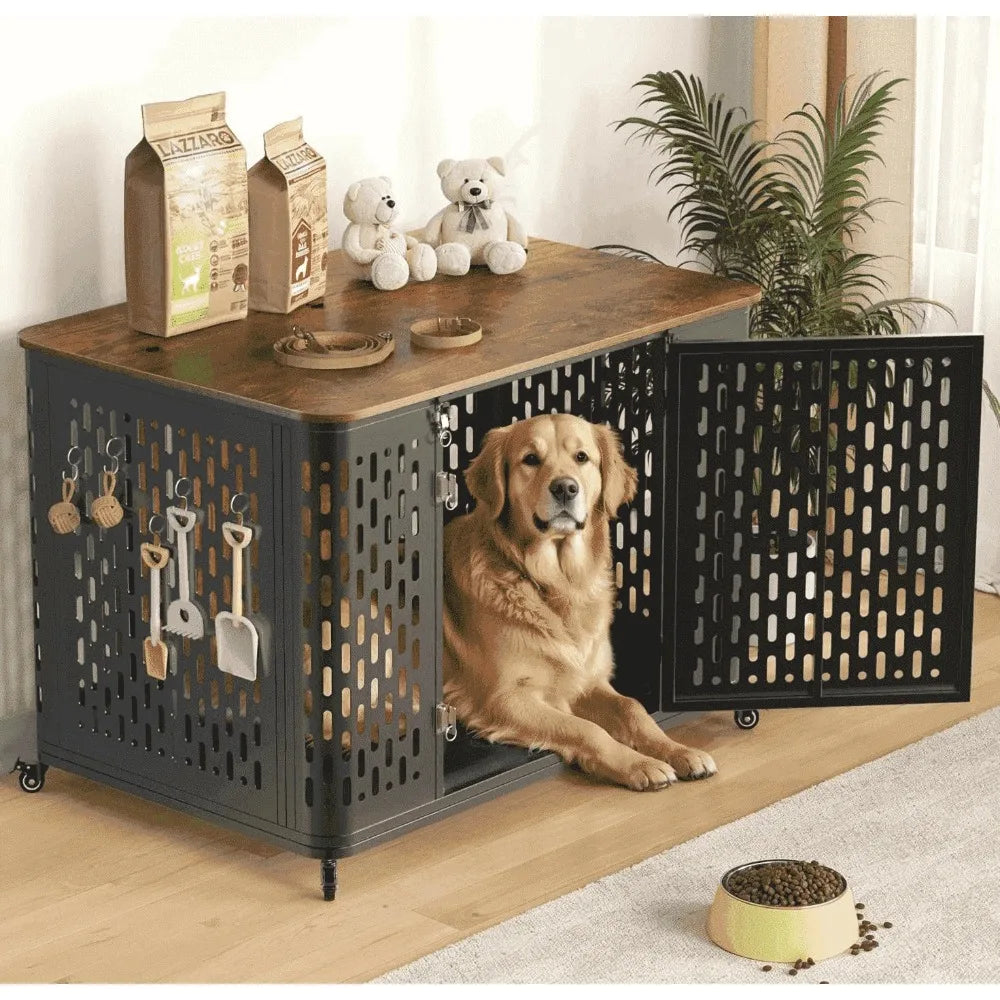 Large Indestructible Metal Dog Kennel for High Anxiety Dogs