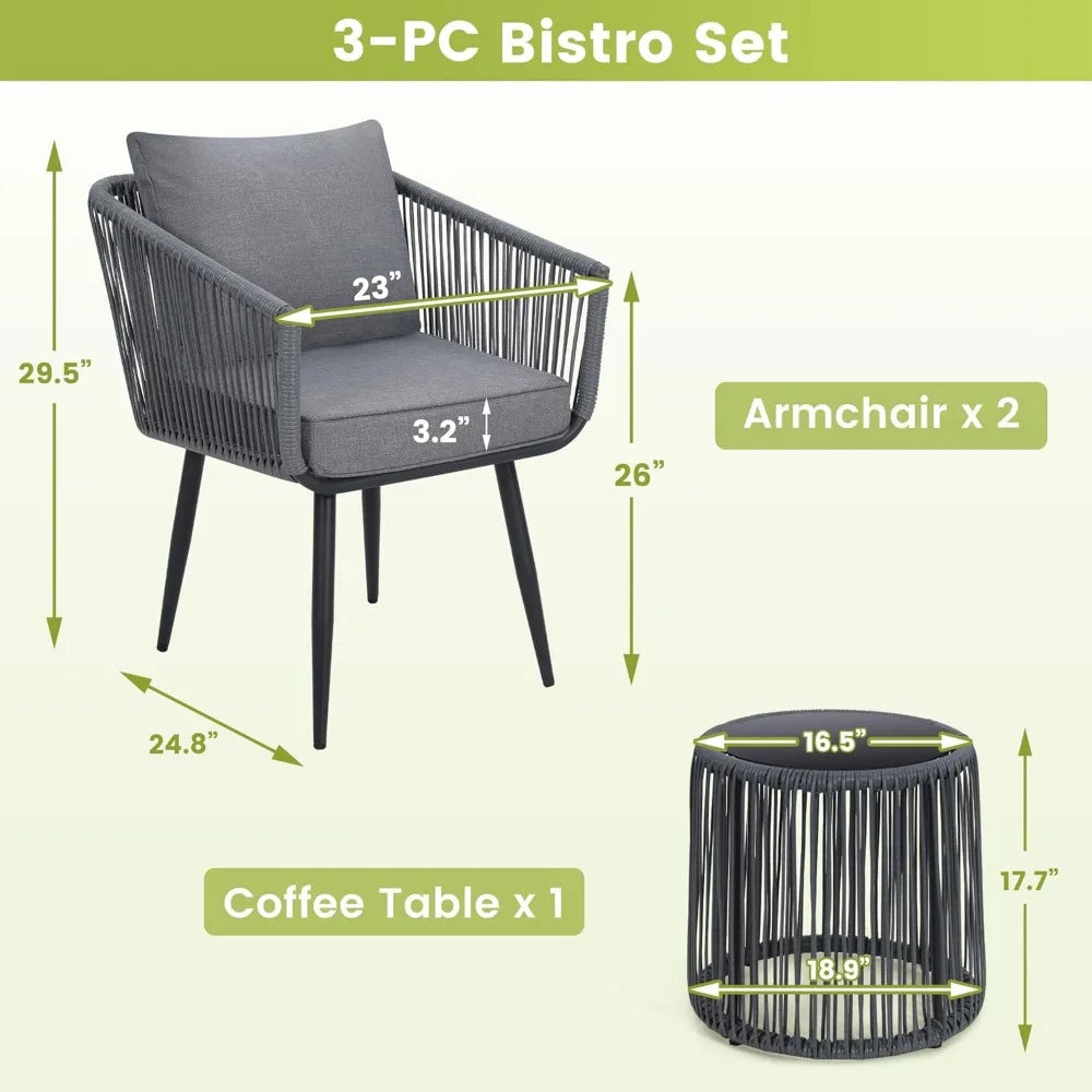 Patio Rattan Bistro Set for Outdoor Conversation and Relaxation
