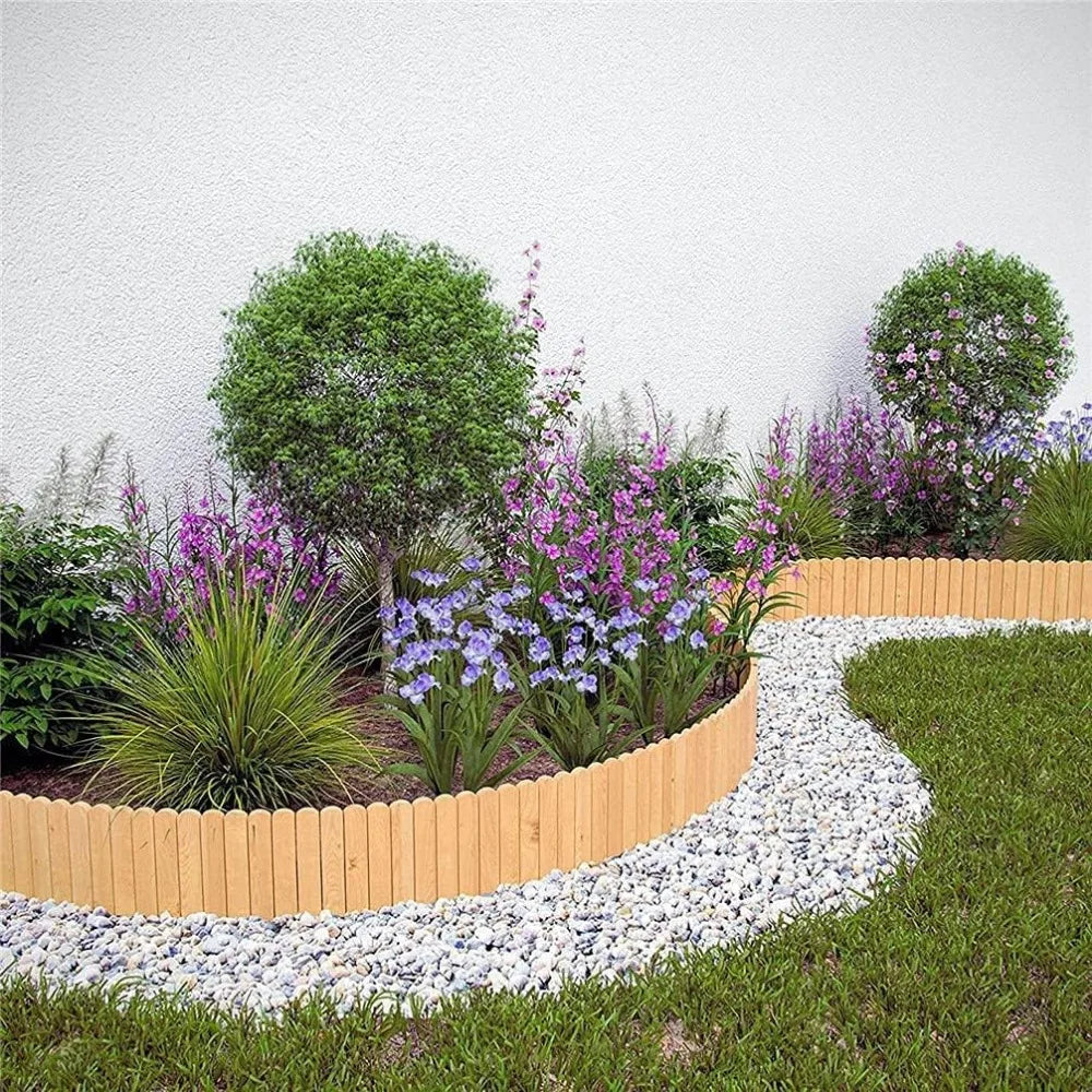 Durable Wooden Garden Border Fence for Flower Beds and Paths
