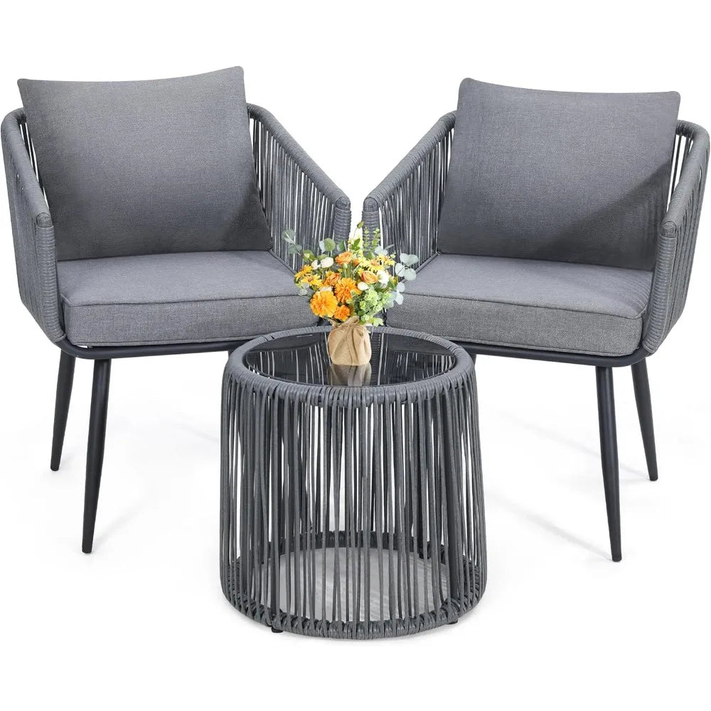 Patio Rattan Bistro Set for Outdoor Conversation and Relaxation