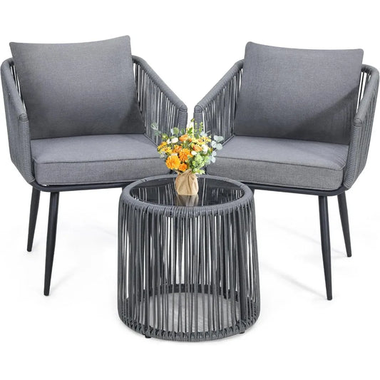 Patio Rattan Bistro Set for Outdoor Conversation and Relaxation