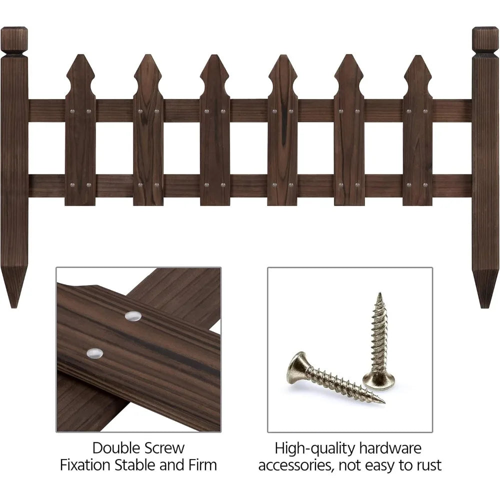 Wood Garden Fence Decorative Border for Patios and Yards