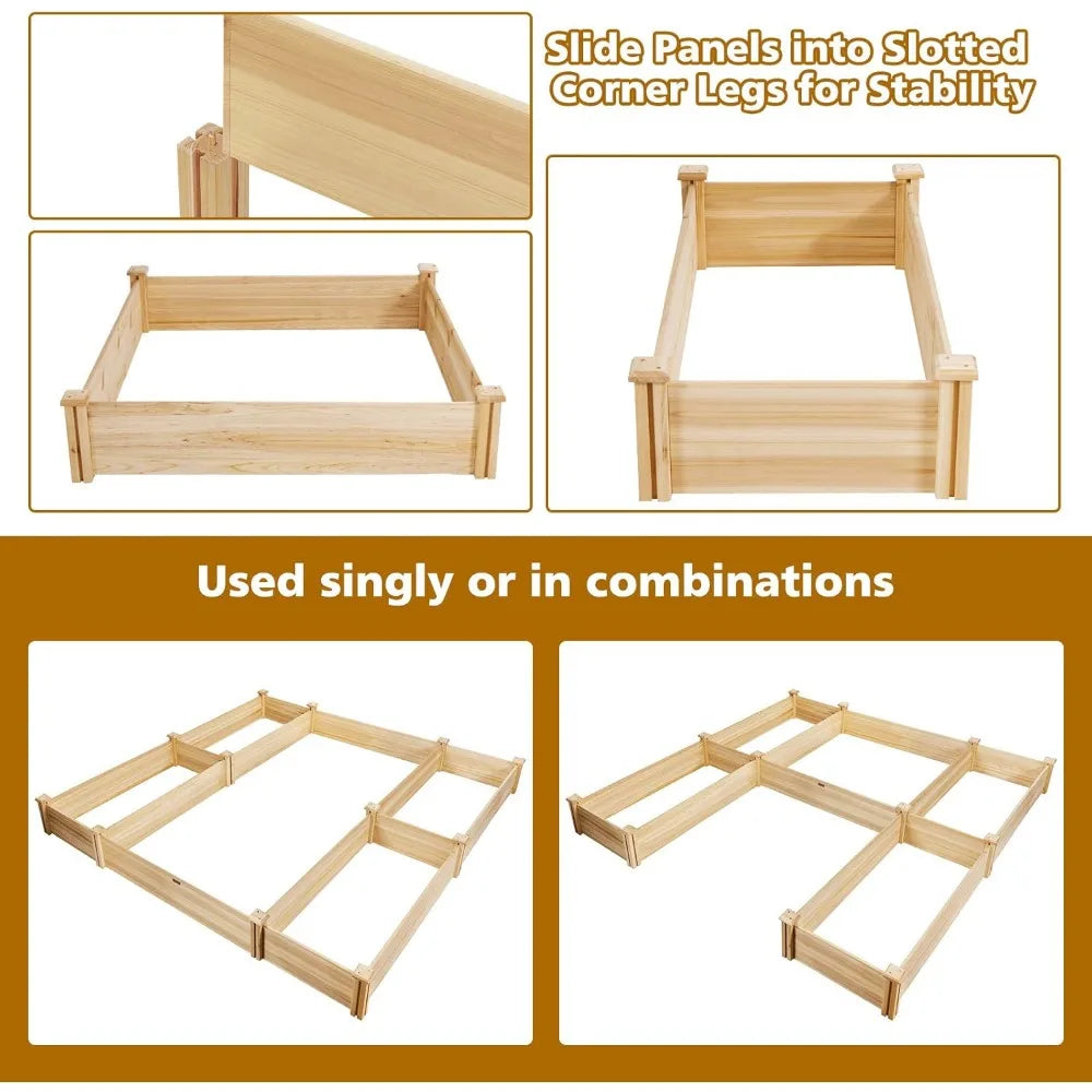 Wooden Raised Garden Bed Planter Box Kit for Outdoor Plants