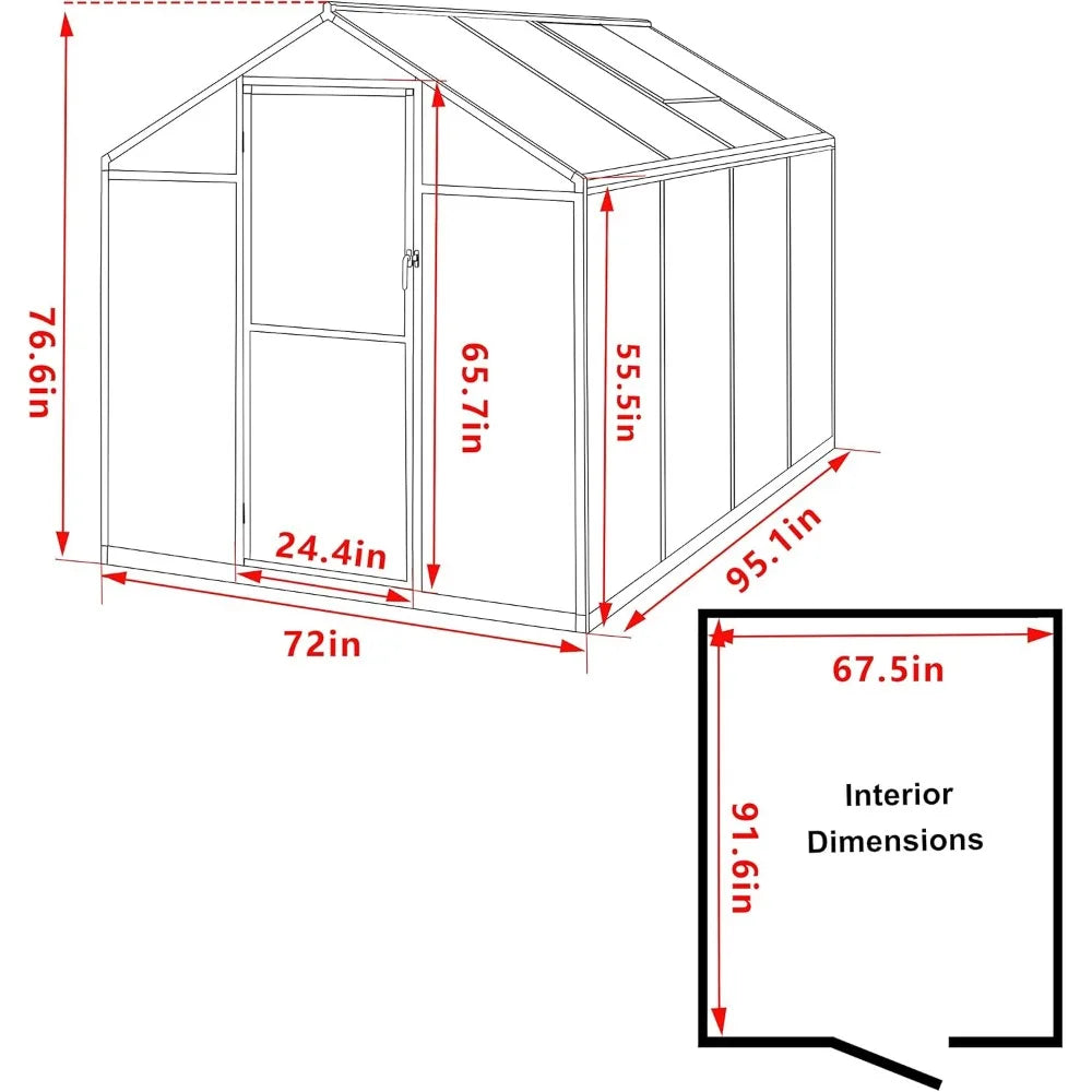 Outdoor Walk-In Greenhouse with Lockable Doors and Vents