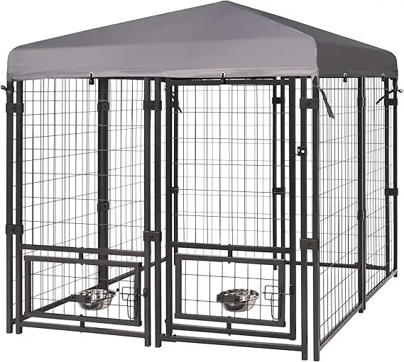 Heavy Duty Outdoor Dog Kennel with Rotating Feeding Door