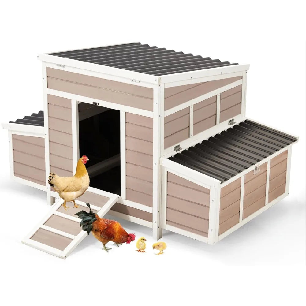 Large Wooden Chicken Coop with Nesting Boxes for Outdoor Use