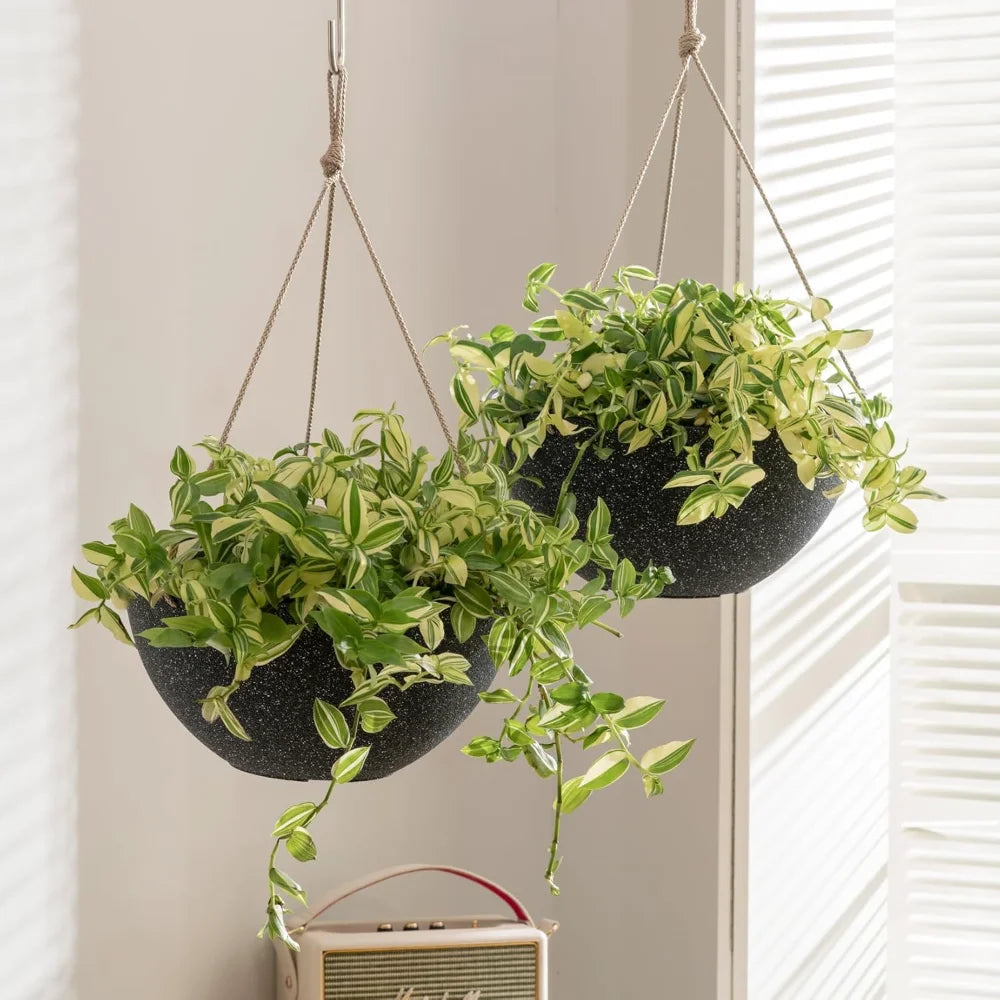 Large Outdoor Hanging Planters Set of Two for Patio