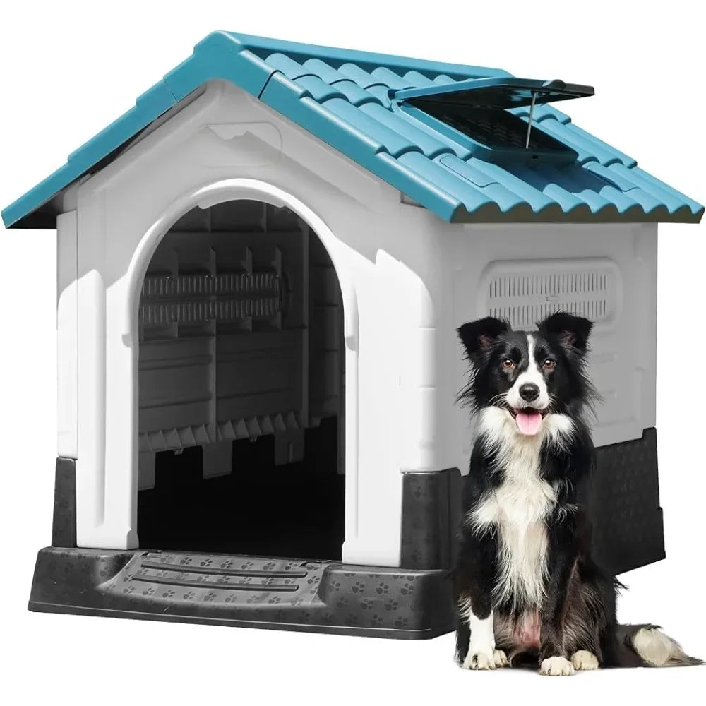 Folding Outdoor Plastic Dog House With Adjustable Skylight