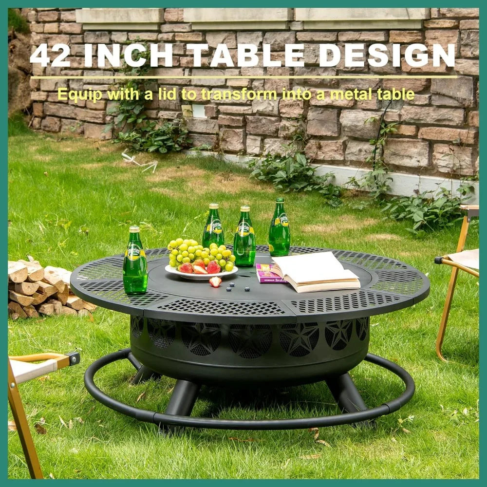 Multi-Functional Outdoor Fire Pit With Cooking Grill