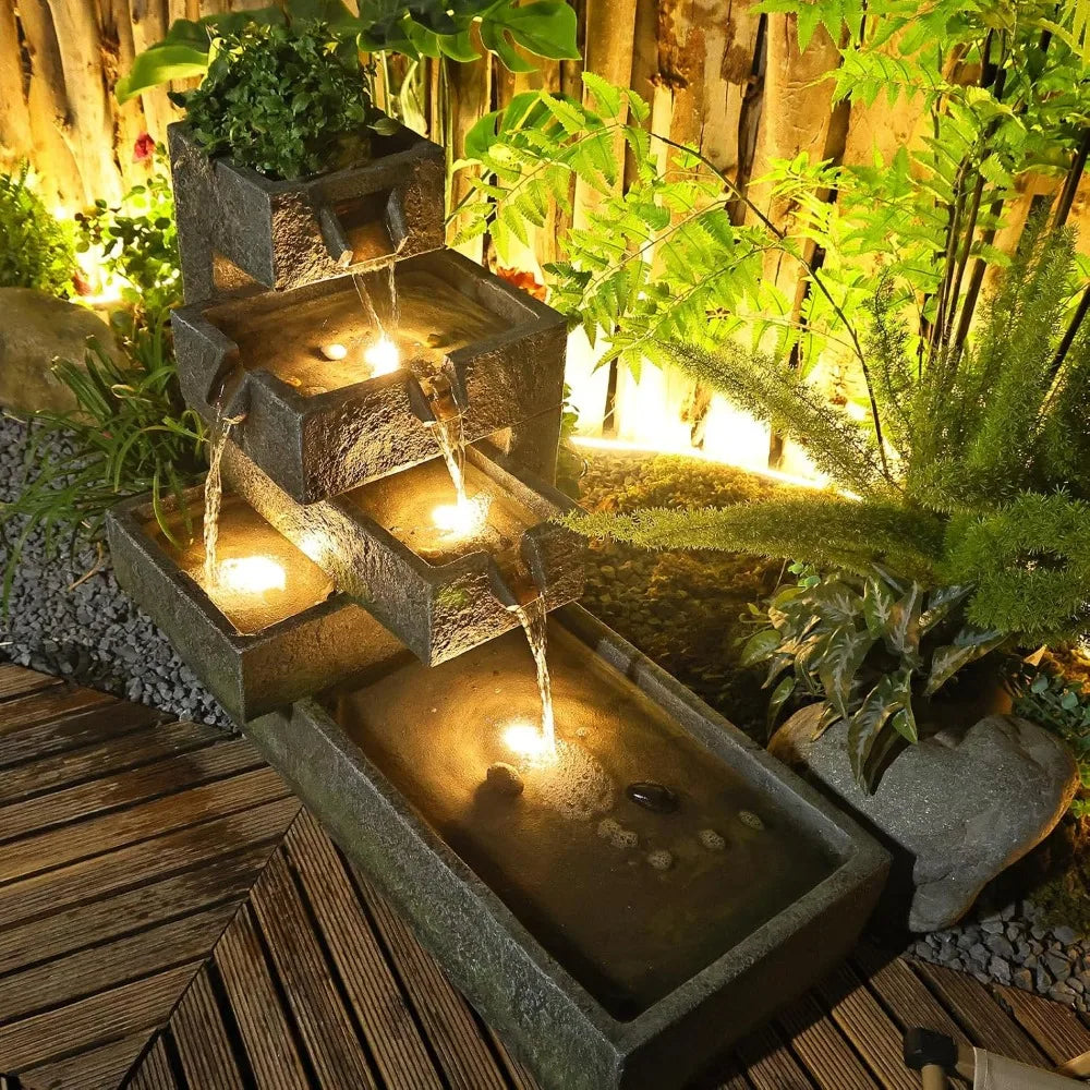 Tiered Water Fountain for Outdoor Garden and Indoor Decor