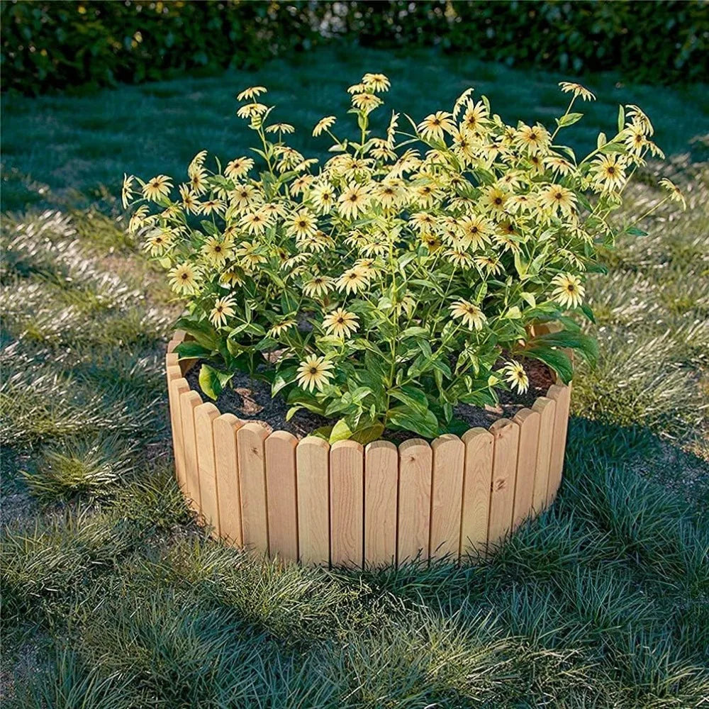 Durable Wooden Garden Border Fence for Flower Beds and Paths