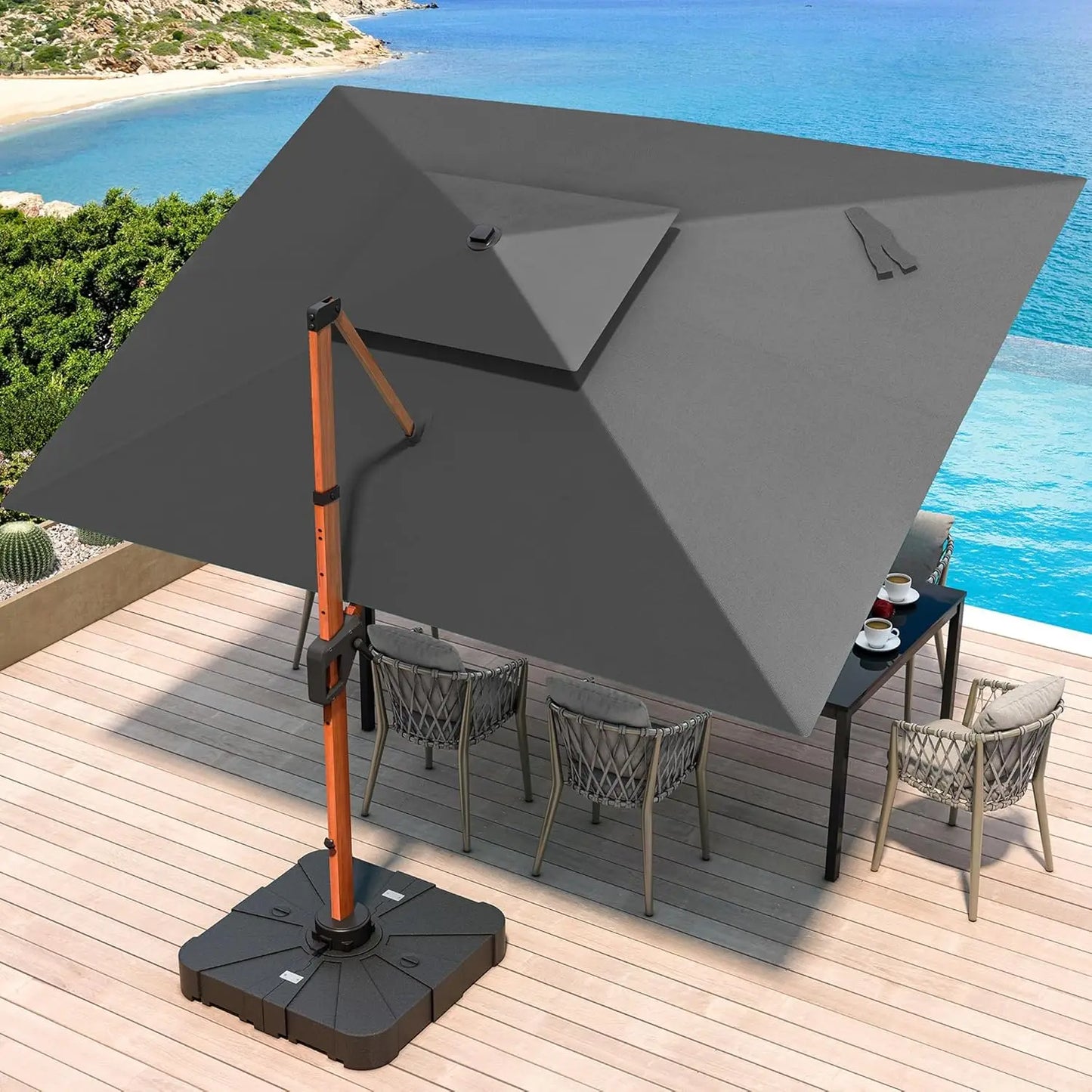 Deluxe Cantilever Patio Umbrella for Outdoor Sun Protection
