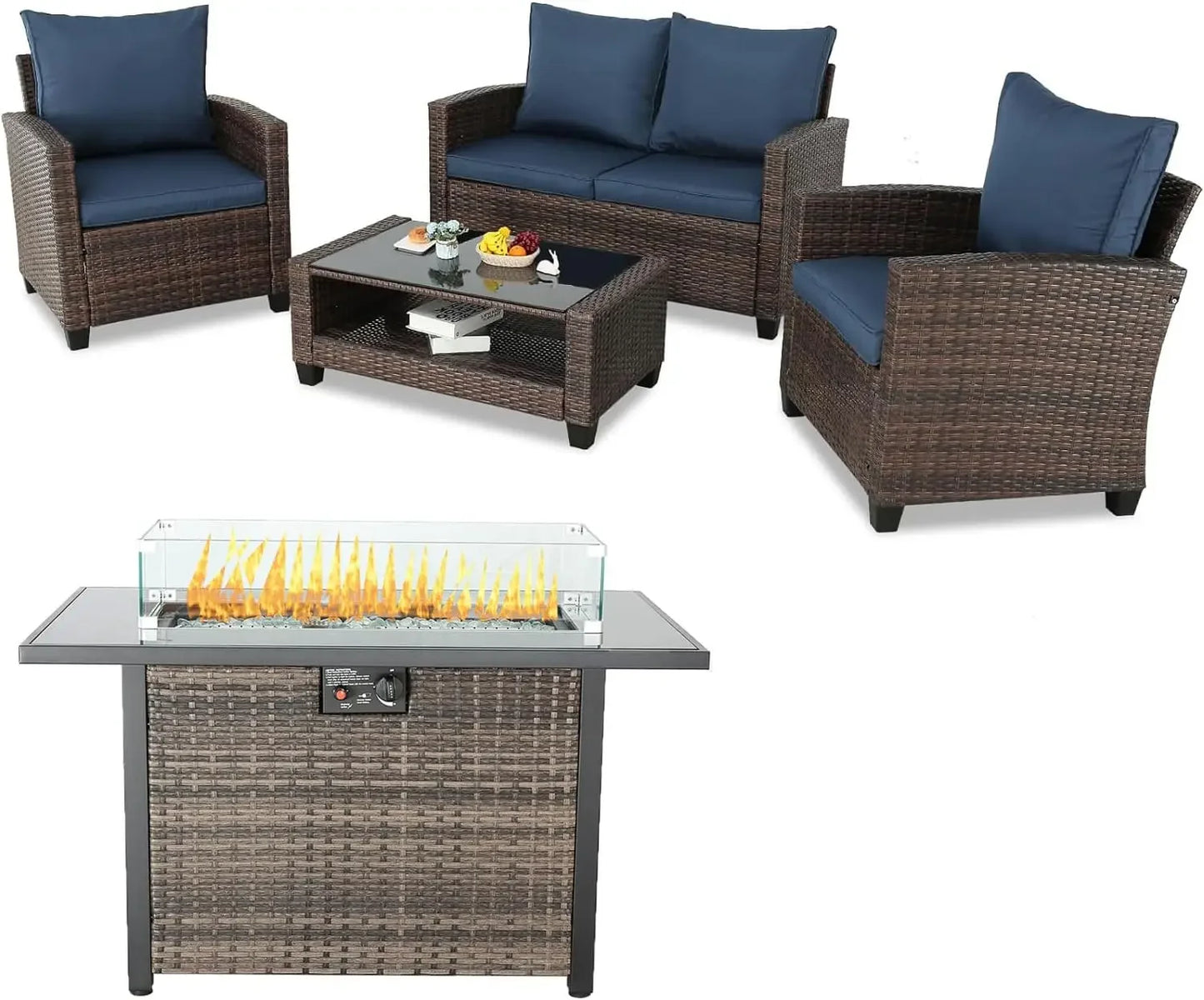 Modern Outdoor Wicker Sectional Patio Furniture Conversation Set