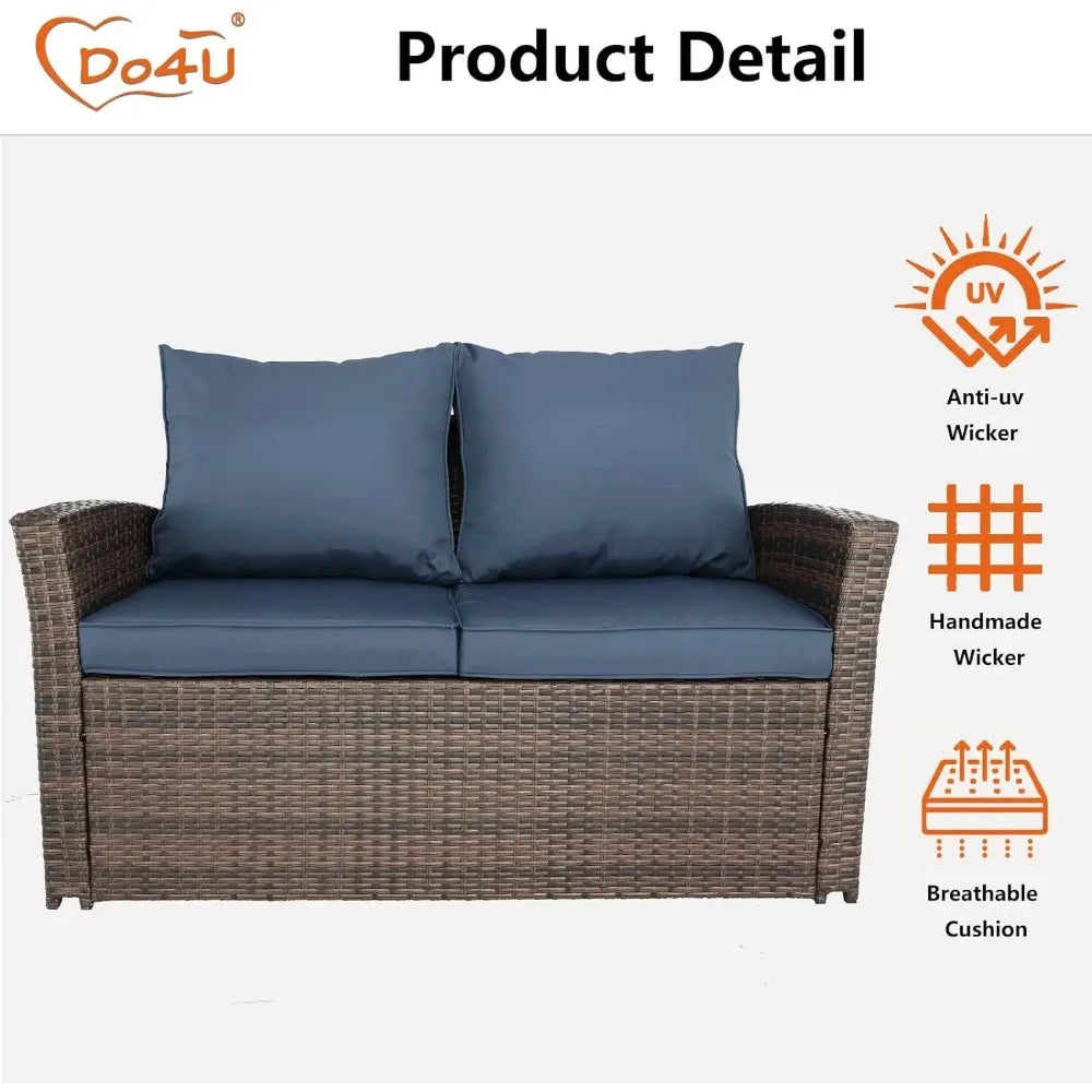 Modern Outdoor Wicker Sectional Patio Furniture Conversation Set