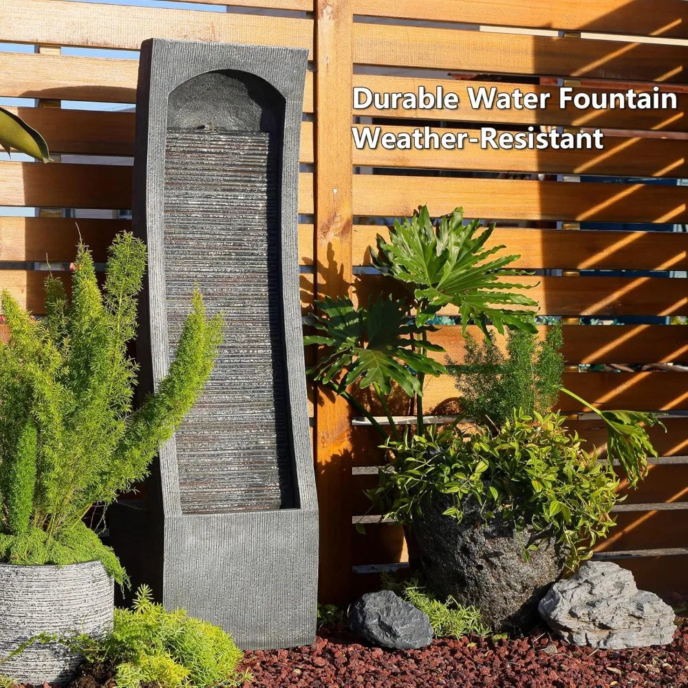 Modern Indoor Water Fountain with LED Lighting and Curved Design