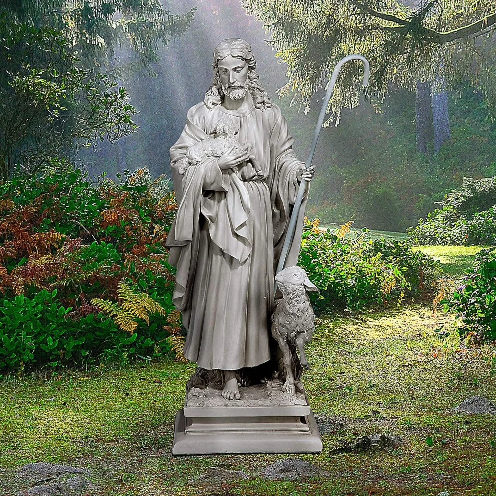 Jesus Good Shepherd Garden Statue for Outdoor Decor