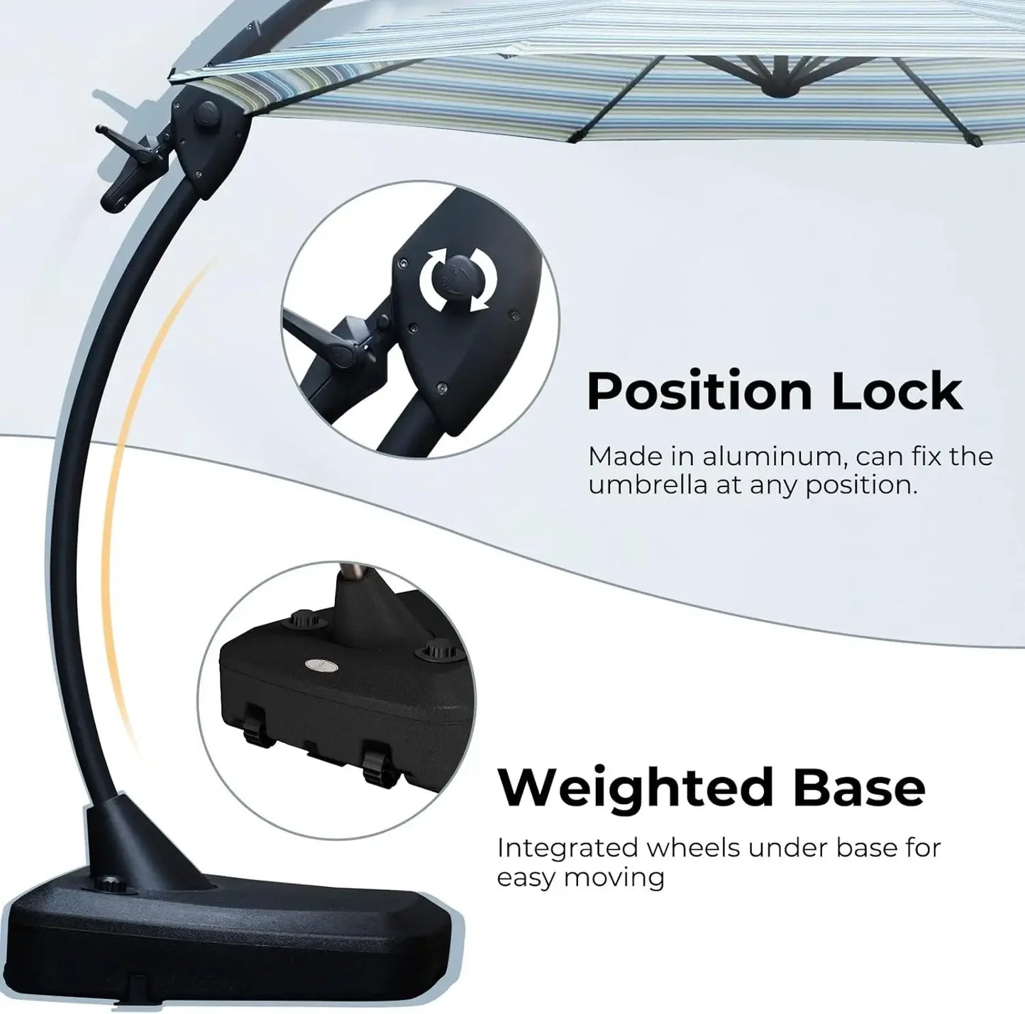 Large Cantilever Umbrella for Outdoor Pool and Garden Use