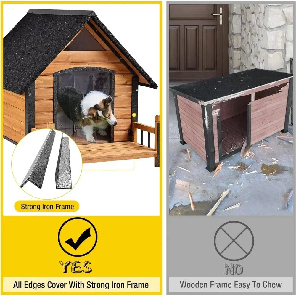 Durable Outdoor Dog Kennel with Elevated Porch and Waterproof Design